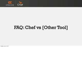 FAQ: Chef vs [Other Tool]


Tuesday, June 14, 2011
 