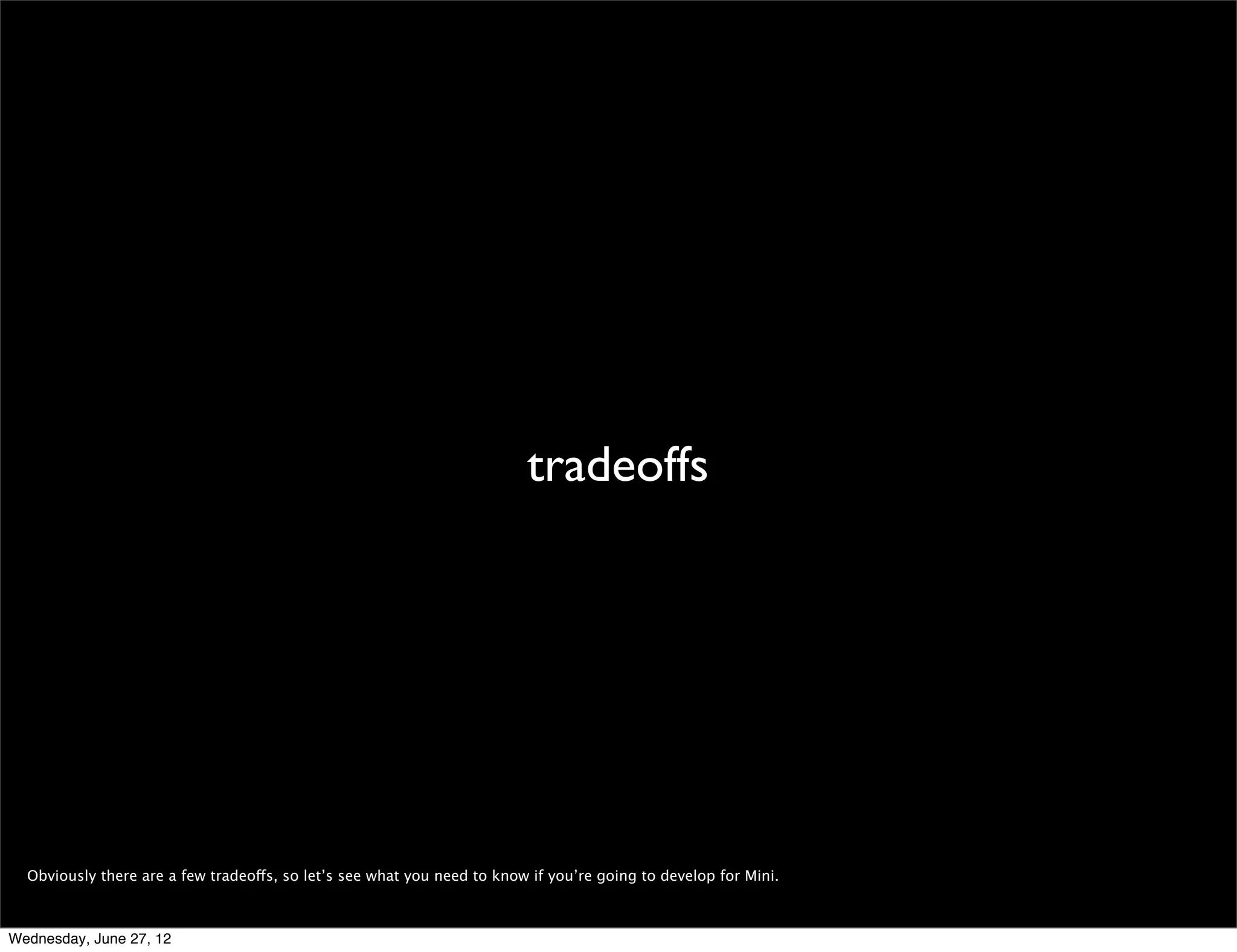 progressive loading




 On top of that, Opera Mini has some tricks to make the experience seem even faster. We have a time window on the server that the request has to ﬁt into. However, even
 if the time of fetching resources exceeds usual window, but the server is able to draw something for the client, we do so and that send back.

 We mimic the behavior of a regular browser loading a page. As in the desktop browsers, Mini server browser gets browseable content ready in the window even though
 not all page resources are there, so as soon as server is able to draw the page partially, it sends the partial result to the client. The client will display this content, but will
 keep listening for updates from the server. This is marked on client by rotating spinner. As more resources are loaded on the server, the page view is updated as the
 server sends updates that the client applies to previously received views.

 In this way user is able to browse the page even though some minor resources, for example images, have not loaded yet.

Wednesday, June 27, 12
 