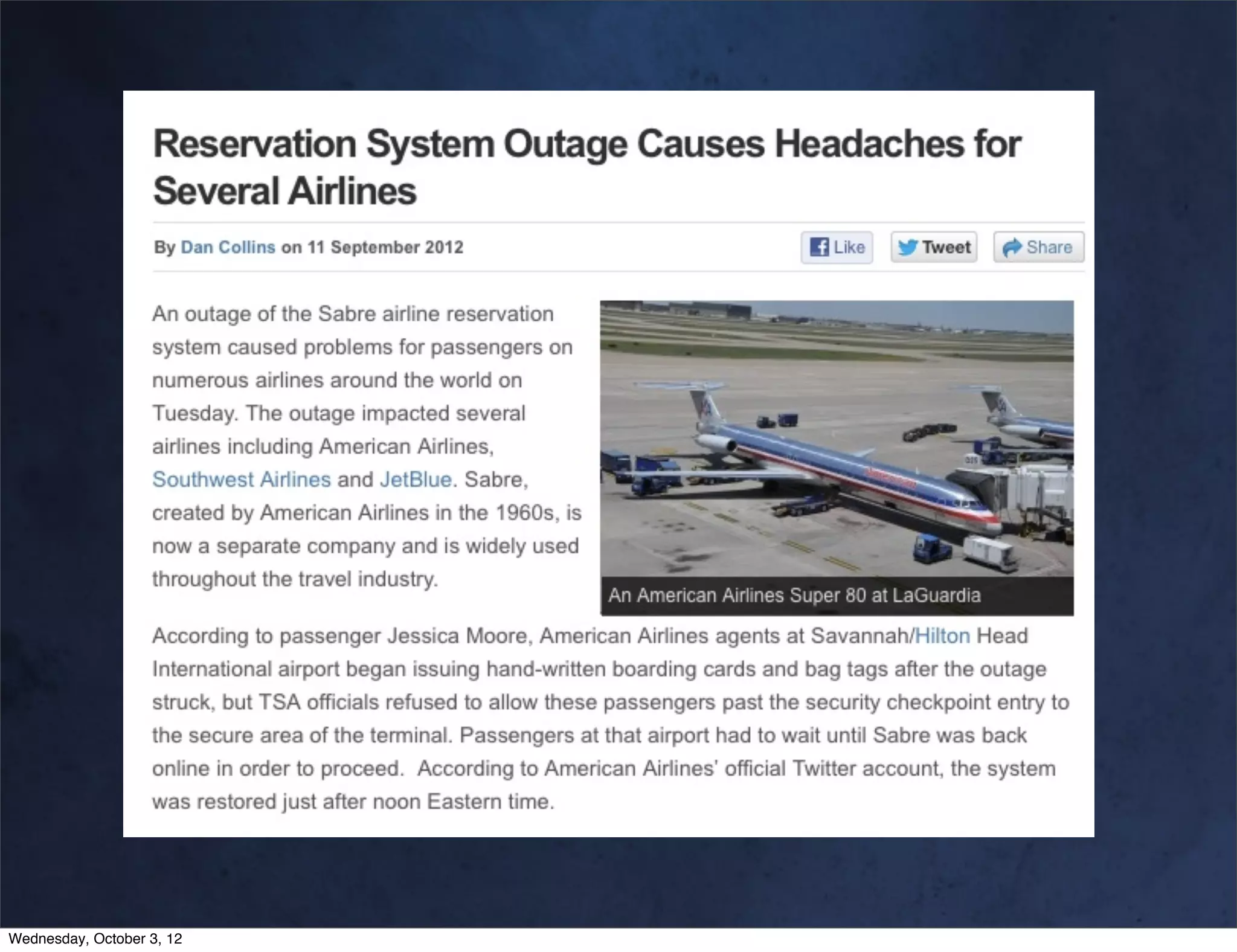 Wednesday, October 3, 12
 