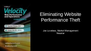 Eliminating Website
Performance Theft
Joe Loveless, Market Management
Neustar
 