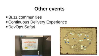 Other events
Buzz communities
●
Continuous Delivery Experience
●
DevOps Safari
●

 