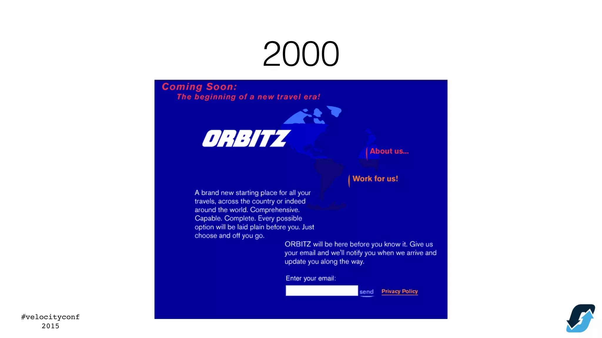 #velocityconf
2015
2000
 