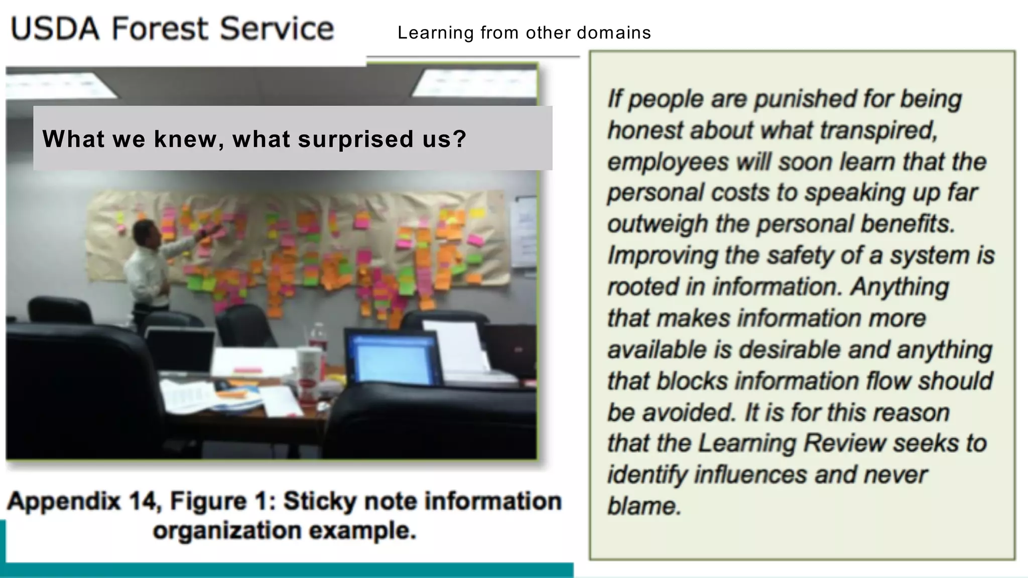 What we knew, what surprised us?
Learning from other domains
 