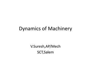Dynamics of Machinery
V.Suresh,AP/Mech
SCT,Salem
 