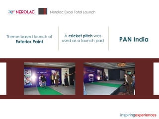 Nerolac Excel Total Launch Theme based launch of  Exterior Paint A  cricket pitch  was used as a launch pad PAN India inspiring experiences 