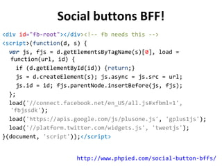 Social buttons BFF! <!-- facebook like --> <div  class = &quot;fb-like&quot;   data-send= &quot;false&quot;   data-width= ...