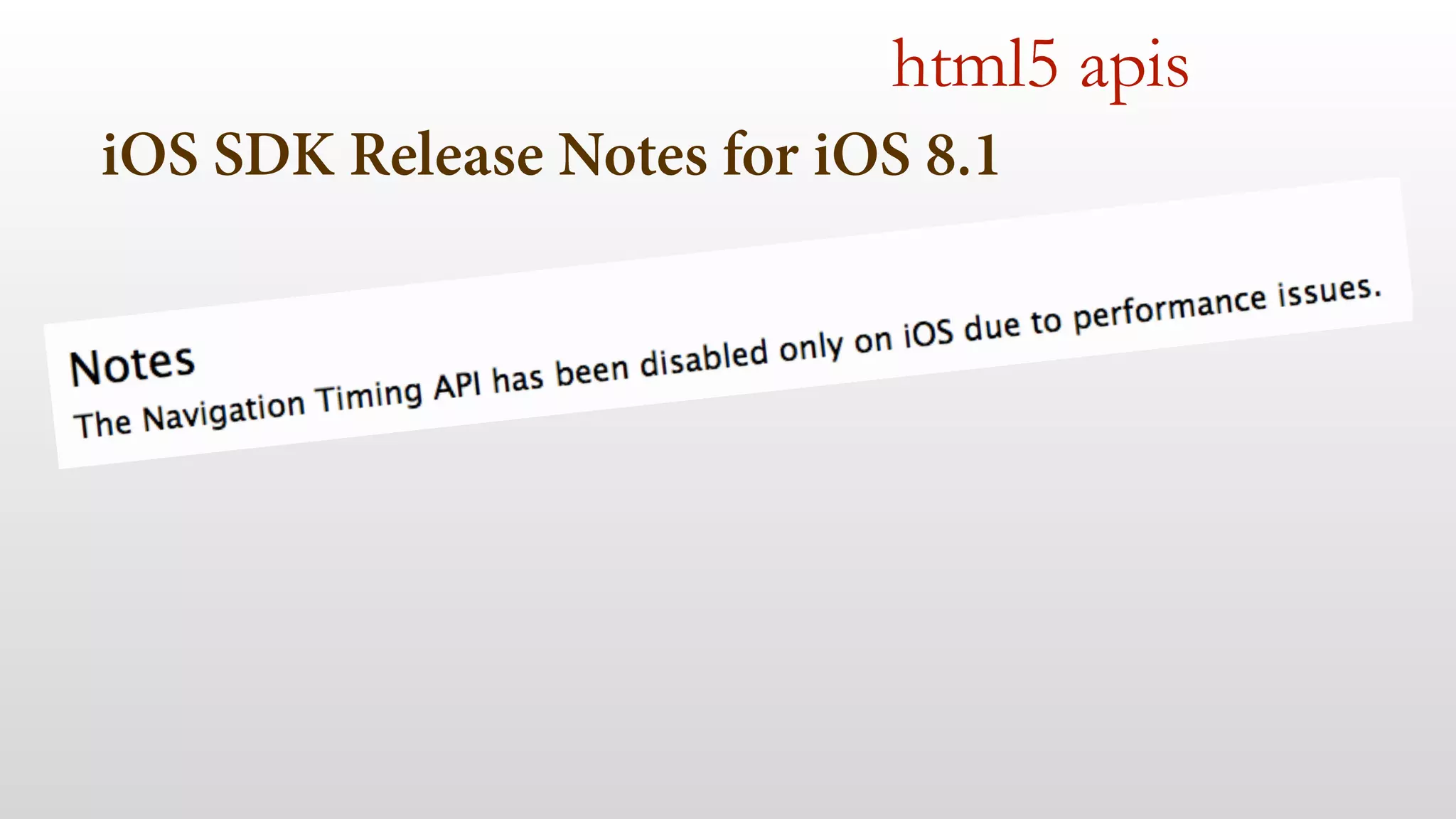 html5 apis 
iOS SDK Release Notes for iOS 8.1 
 
