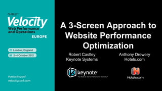 A 3-Screen Approach to
 Website Performance
     Optimization
  Robert Castley   Anthony Drewery
 Keynote Systems     Hotels.com
 