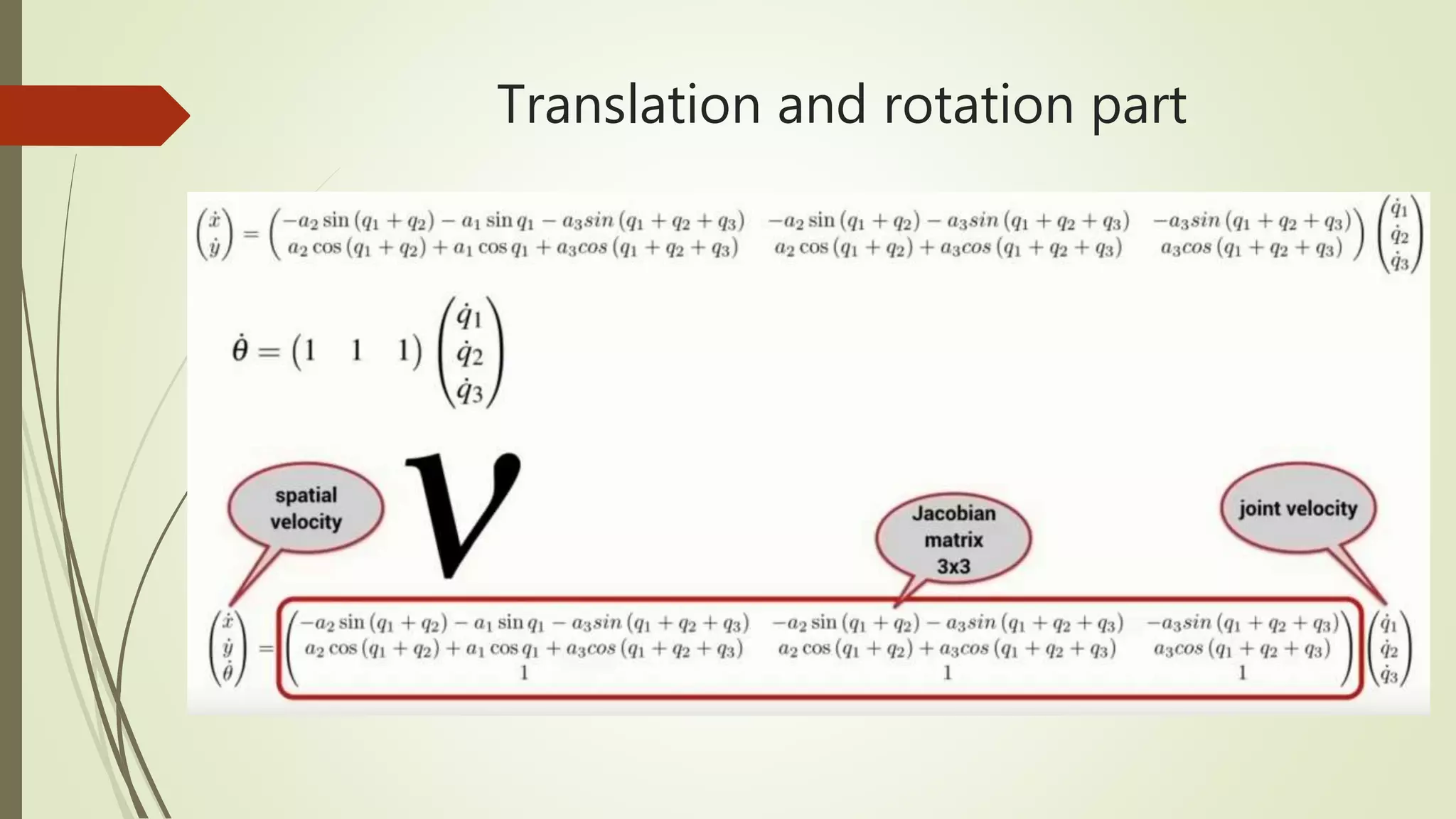 Translation and rotation part