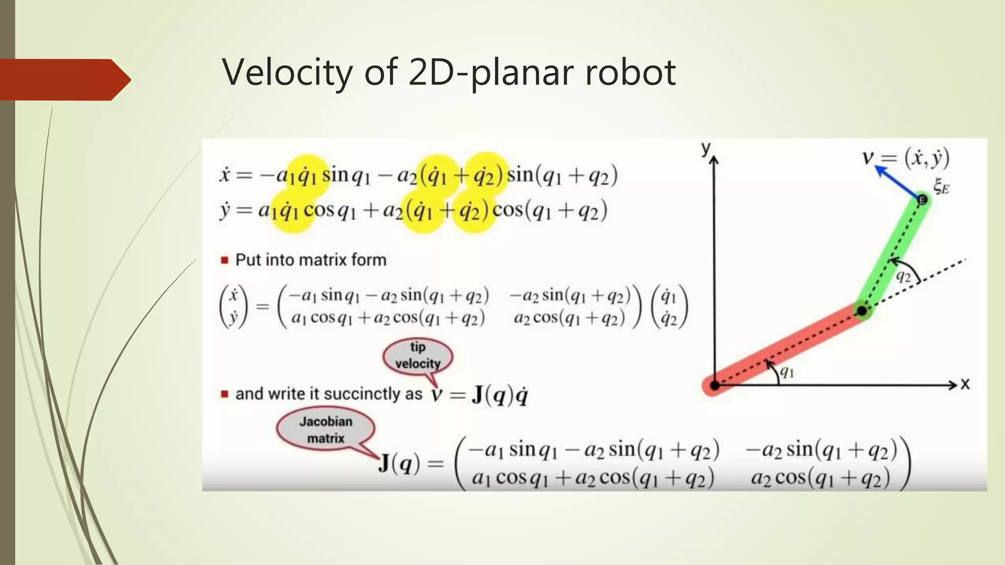 Velocity of 2D-planar robot