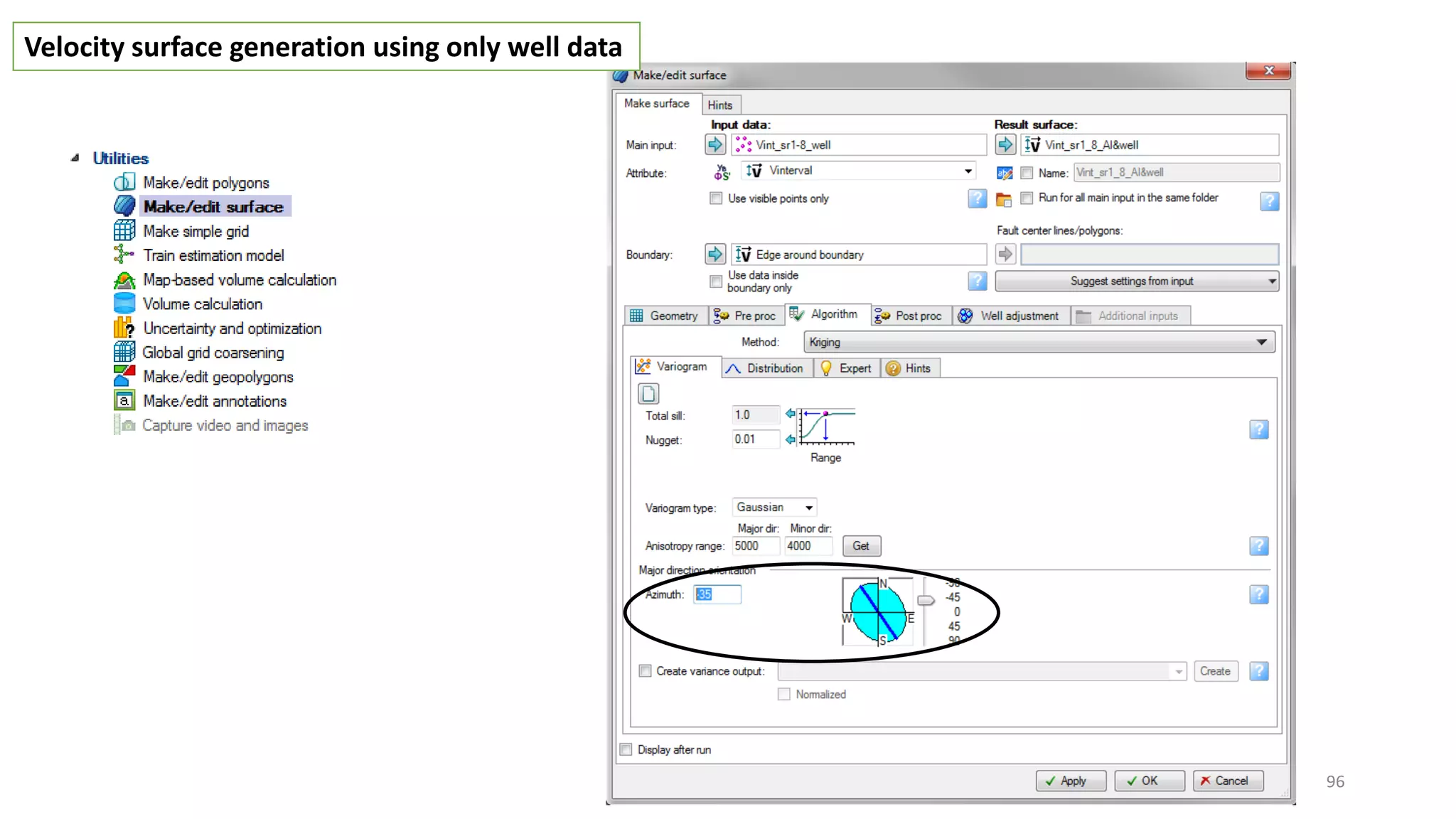 96
Velocity surface generation using only well data
 