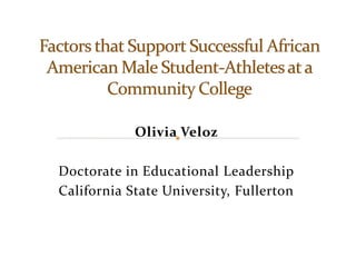 Olivia Veloz
Doctorate in Educational Leadership
California State University, Fullerton
 