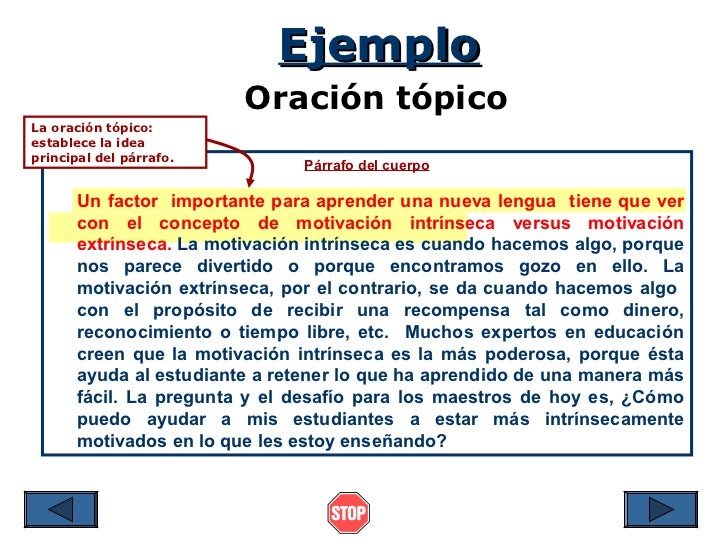Oracion Topica Y De Apoyo Ejemplos