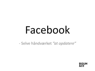 Facebook
- Selve håndværket ”at opdatere”

 