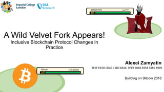 A Wild Velvet Fork Appears!
Inclusive Blockchain Protocol Changes in
Practice
Alexei Zamyatin
Building on Bitcoin 2018
HP
Lv ???Velvet Fork
HP
Lv 530.041Bitcoin
2F5F E92D CDAC 15B0 84A6 9FE9 9018 A958 5485 B999
 