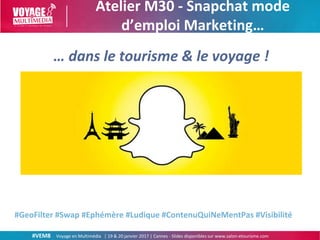 #VEM8 Voyage en Multimédia | 19 & 20 janvier 2017 | Cannes - Slides disponibles sur www.salon-etourisme.com
Atelier M30 - ...
