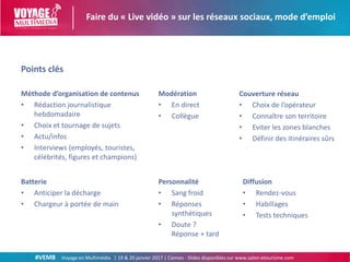 #VEM8 Voyage en Multimédia | 19 & 20 janvier 2017 | Cannes - Slides disponibles sur www.salon-etourisme.com
Points clés
Fa...