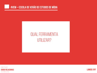COLETA DE
nas mídias sociais
c
Qual ferramenta
utilizar?
 