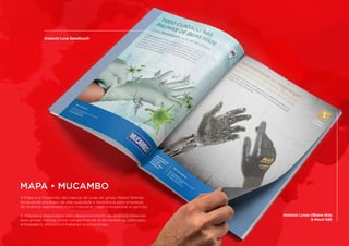 A Mapa e a Mucambo são marcas de luvas do grupo Newell Brands,
fornecendo produtos de alta qualidade e resistência para empresas
de diversos segmentos, como industrial, médico-hospitalar e agrícola.
A Impulsa é responsável pelo desenvolvimento de diversos materiais
para ambas marcas, como campanhas de endomarketing, catálogos,
embalagens, anúncios e materiais promocionais.
MAPA • MUCAMBO
Anúncio Luvas Ultrane Grip
& Proof 526
Anúncio Luva Sensitouch
 