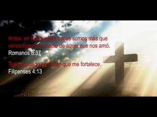 10 POR LO DEMÁS, HERMANOS MÍOS, FORTALECEOS EN EL SEÑOR, Y EN EL PODER DE SU FUERZA.     11 VESTÍOS DE TODA LA ARMADURA DE DIOS, PARA QUE PODÁIS ESTAR FIRMES CONTRA LAS ASECHANZAS DEL DIABLO. 