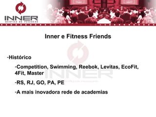 Inner e Fitness Friends Histórico Competition, Swimming, Reebok, Levitas, EcoFit, 4Fit, Master RS, RJ, GO, PA, PE A mais inovadora rede de academias 
