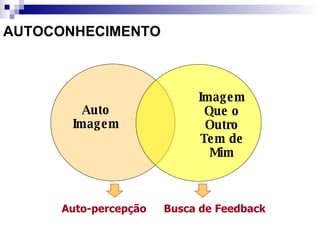 Auto Imagem Auto-percepção Busca de Feedback AUTOCONHECIMENTO Imagem Que o Outro Tem de Mim 