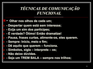 Avaliar resultados e se propor novos objetivos.Ferramentas necessárias Temos um produto diferente;Uma empresa que pensa diferente;O vendedor = sucesso do Produto;O vendedor preparado satisfaz necessidades;Vamos construir uma ponte;Águia sim, galinhas não!Inovação,  estratégia e qualidade;