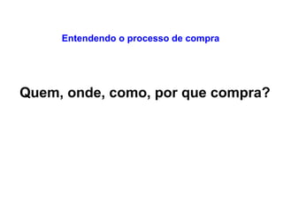 Entendendo o processo de compra Quem, onde, como, por que compra? 