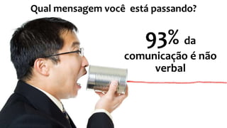 93% da
comunicação é não
verbal
Qual mensagem você está passando?
 