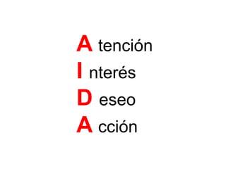 A tención
I nterés
D eseo
A cción
 