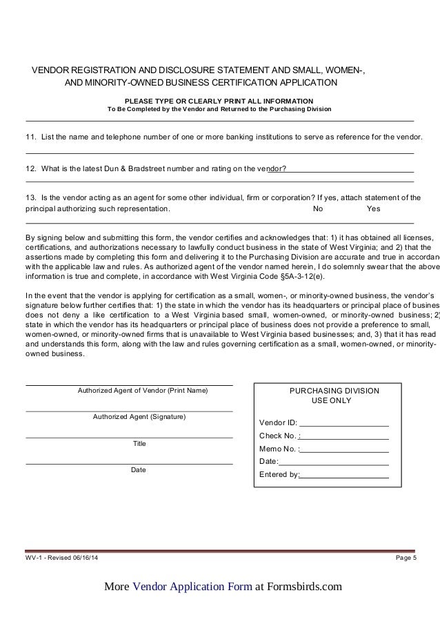 vendor application form