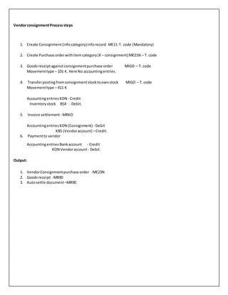 Vendor consignment configuration doc | PDF
