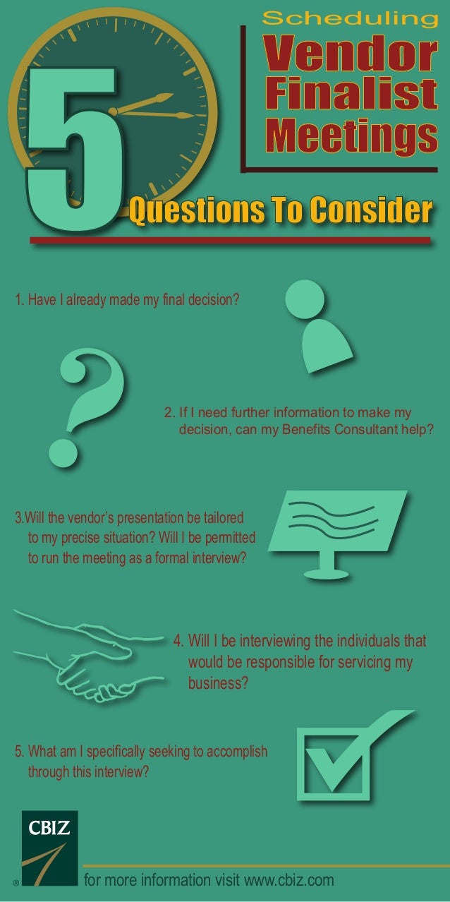 Five Questions To Ask Before Scheduling Your Next Vendor Finalist Meeting