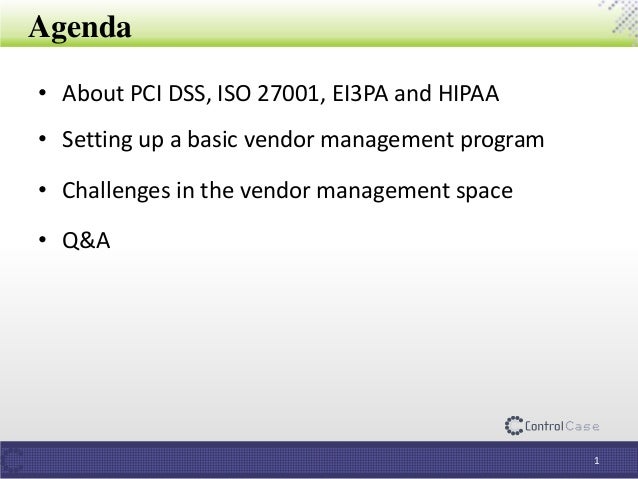 iso vendor management standard EI3PA Risk Management HIPAA and for PCI DSS, Vendor 27001, ISO iso vendor management standard EI3PA Risk Management HIPAA and for PCI DSS, Vendor 27001, ISO