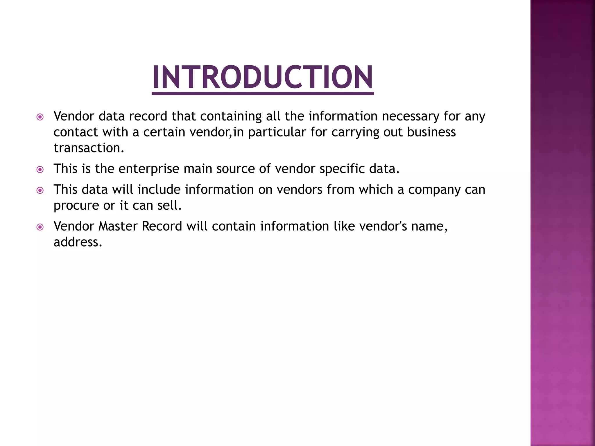 SAP MM Vendor master PPT