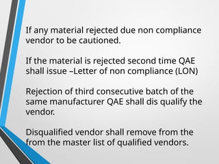 Rejected Material Ragister vendor Policy PPT training.ppt foe vendor qualification in ...