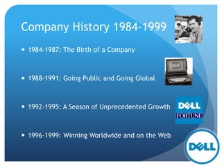 Company History 1984-1999
 1984-1987: The Birth of a Company
 1988-1991: Going Public and Going Global
 1992-1995: A Season of Unprecedented Growth
 1996-1999: Winning Worldwide and on the Web
 