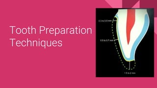Tooth Preparation
Techniques
 