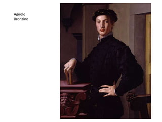 High Renaissance in Venice Titian, Madonna of the Pesaro Family , 15119-26Battle of Santa Maura, 1502, won by Jacopo Pesaro, who kneels at leftRight: five males of patron’s family presented by Saint Francis of AssisiDiagonals and triangles establish a complex asymmetrical spatial relationshipVirgin at the head of a right triangleMultiple oil glazes to increase richnessTurk bowing on the extreme leftSaint Peter in the center, although not central to the compositionVery unusual arrangement not to have Madonna and Child in the center, cf. The Last Supper, San Zaccaria AltarpiecePainterly effect in descriptive passages in the painting (i.e. glistening armor of Saint George)One figure looks out at us, brings us directly into the composition, as is typical in High Renaissance artColumns not part of the original composition: added laterLight comes from above left, from “on high”
