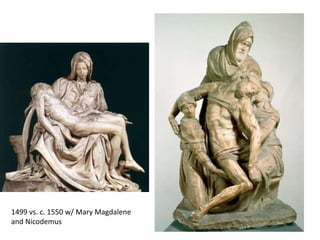 Breaks up the symmetry of High Renaissance using buoyant naturalism rather than deliberate chaos