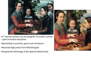 MannerismFigures often seek out toward the frame rather than the center of the compositionHeavy Intertwining of FiguresDistortion and elongation of formsOften a lack of mathematical spaceMany religious and mythological subjects, portraits