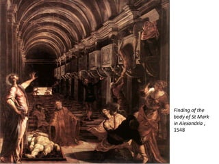 Allegory with Venus and Cupid c. 1455Agnolo BronzinoA “puzzle painting” –alludes to different qualities of Love.Jest – compared to Fraud, Jealousy and Deceit.Note Time and Oblivion struggling with the blue cloth in an attempt to reveal (or forget) the TruthVenus disarms her own son (Cupid)