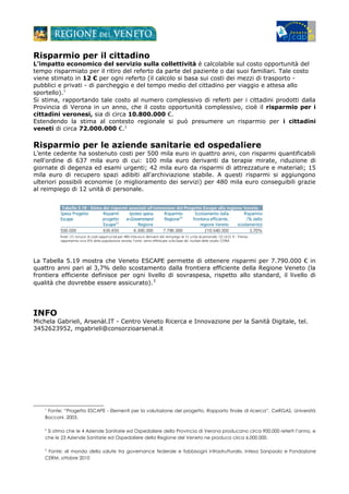 Risparmio per il cittadino
L’impatto economico del servizio sulla collettività è calcolabile sul costo opportunità del
tem...