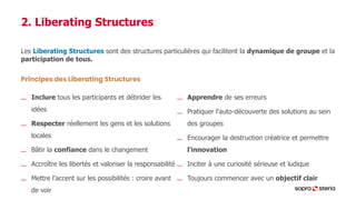 Les Liberating Structures sont des structures particulières qui facilitent la dynamique de groupe et la
participation de t...