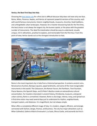 Why Venice is the Ideal First Destination for Exploring Italy | PDF