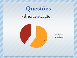 Questões
 Área de atuação


2
                    Ciências
                    Biologia
             3
 