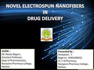 Presented by :
Venkatesh . Y
Regd no. 104Q1R0033,
III / I B.Pharmacy,
Narayana Pharmacy College,
Nellore.
GUIDE :
SK. Raziya Begum,
Assistant Professor,
Dept of Pharmaceutics,
Narayana Pharmacy College,
Nellore.
 