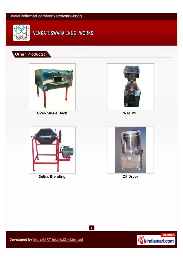 Venkateswara Engineering Works, Coimbatore, Bakery Equipment