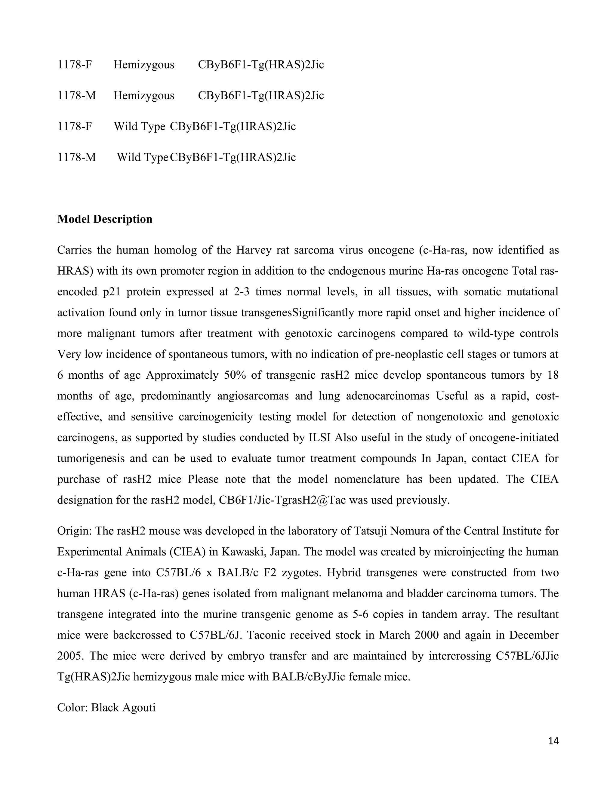 carcinogenecity tests