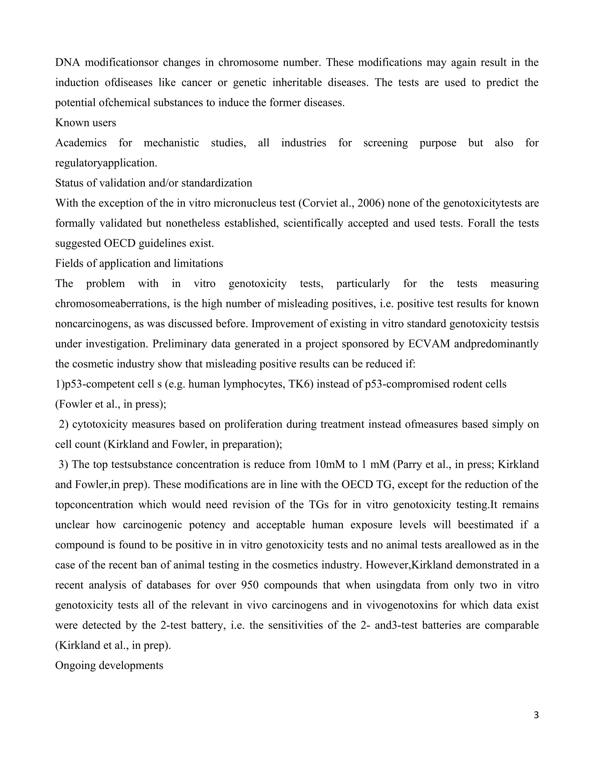 carcinogenecity tests